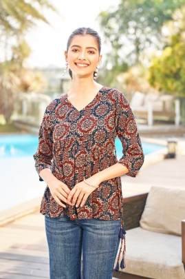 Urban Ajrakh Tunic Trendy  Printed for Daily Wear Comfort & Smart Look