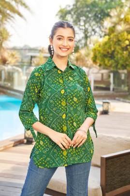 Urban Bandhani Green Trendy Casual Shirt Style for Everyday Comfort
