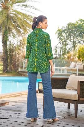 Urban Bandhani Green Trendy Casual Shirt Style for Everyday Comfort