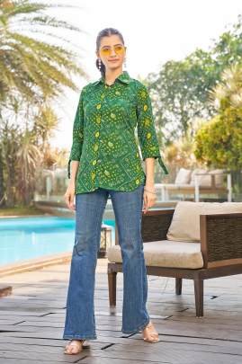 Urban Bandhani Green Trendy Casual Shirt Style for Everyday Comfort
