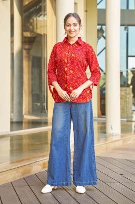 Urban Bandhani Red Trendy Casual Shirt Style for Everyday Comfort