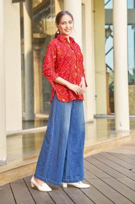 Urban Bandhani Red Trendy Casual Shirt Style for Everyday Comfort