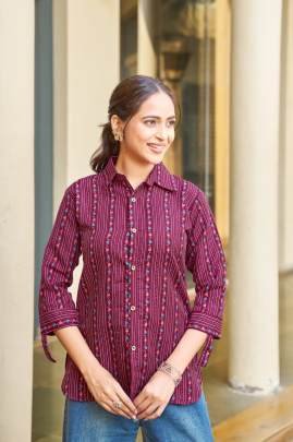 Urban Long Shirt  Wine Trendy Printed Shirt For Daily Wear Comfort   Casual Look