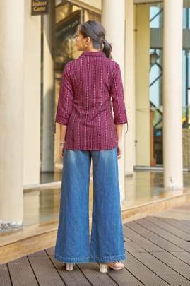 Urban Long Shirt  Wine Trendy Printed Shirt For Daily Wear Comfort   Casual Look