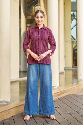 Urban Long Shirt  Wine Trendy Printed Shirt For Daily Wear Comfort   Casual Look