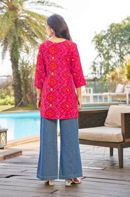 Urban Short Kurti Pink Trendy Printed for Daily Wear Comfort & Smart Look