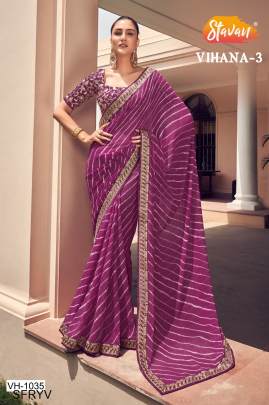 Wain Color Embroidery Border Saree Catalogue Vihana Of Brand STAVAN