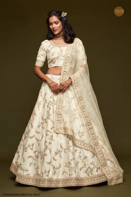 White Art Silk Lehenga Choli From The Modern Vibes Vol 1 by Zeel Clothing