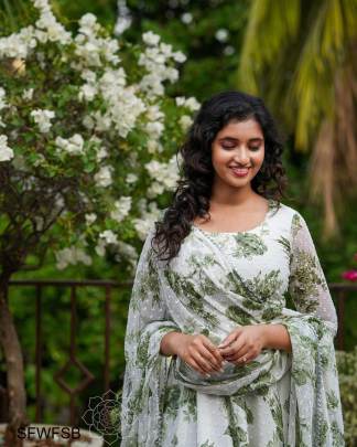 White Featuring Solid Butti Fox Georgette Maxi Dress
