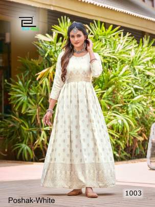 White Long Anarkali Gown Poshak