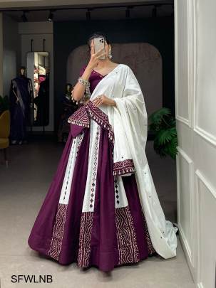 Wine Color  Embrace Your Tradition With Our Exquisite Mirror Work Chaniya Choli To Vibe At Navratri  LNB1673WIN