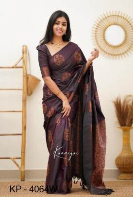 Wine Color South Special Dark Edition Soft Silk Saree Catalog KP4064