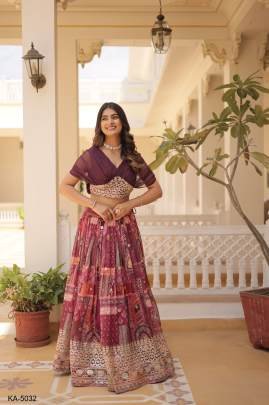 WINE LEHENGA CHOLI COLLECTIONS 2025 KA 5032WNE