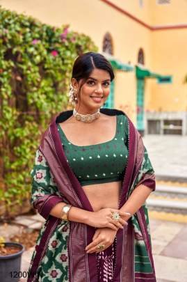 WINE Presenting a perfectly blended Tussar silk lehenga for festive season to charm your look  LNB1200WIN
