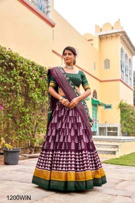 WINE Presenting a perfectly blended Tussar silk lehenga for festive season to charm your look  LNB1200WIN