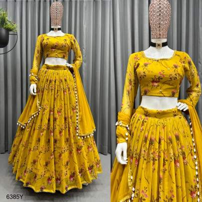 Yellow Demanding Haldi Lehngha Choli RTC6385