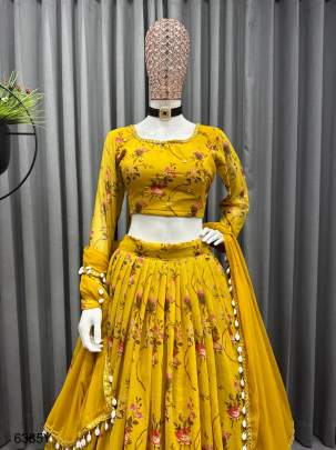 Yellow Demanding Haldi Lehngha Choli RTC6385