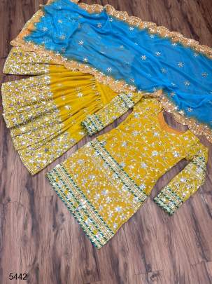 Yellow Designer Sharara Suit RTC-5442