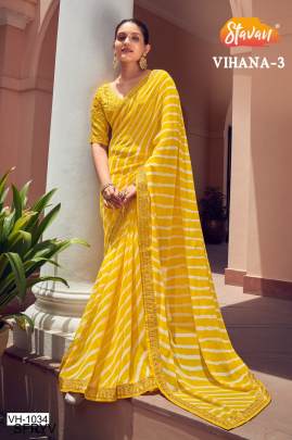 Yellow Embroidery Border Saree Catalogue Vihana Of Brand STAVAN