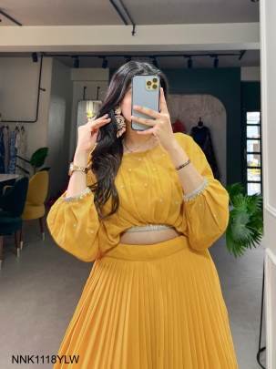 Yellow Flaunt Your Flair with Georgette  Lehenga choli Set, Embroidered to Perfection, a Captivating Confluence of Tradition and Trend! NNK1118YLW