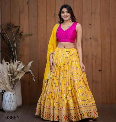  Yellow Haldi Lehngha Choli 6386 