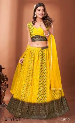 Yellow Pure Chinnon Fabric With Swarovski Work