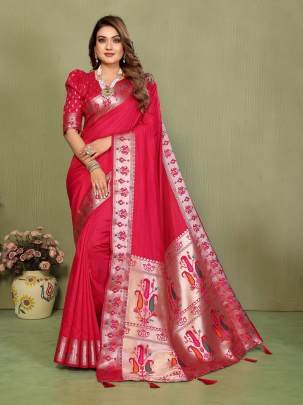 ZUMKHA It’s Time To Release Few More Handpicked Gala Pallu Paithani Silk Sarees Exclusively From Us  In Red Colour