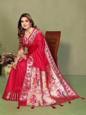 ZUMKHA It’s Time To Release Few More Handpicked Gala Pallu Paithani Silk Sarees Exclusively From Us  In Red Colour