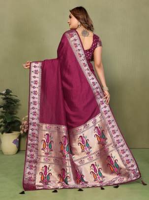ZUMKHA It’s Time To Release Few More Handpicked Gala Pallu Paithani Silk Sarees Exclusively From Us  In Navy Maroon Colour